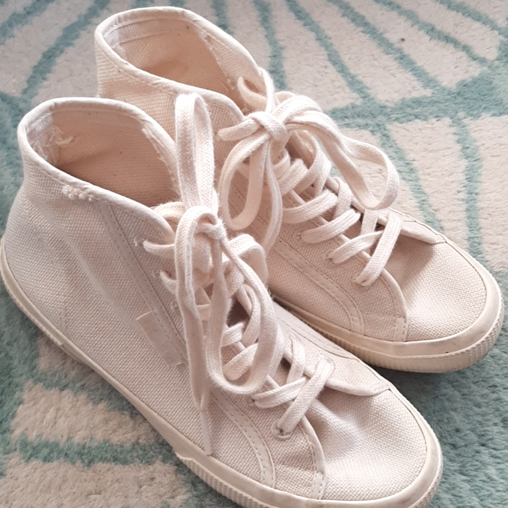 Superga Natural Beige Organic Vegan Canvas Hi-Top Sneaker EU 37
